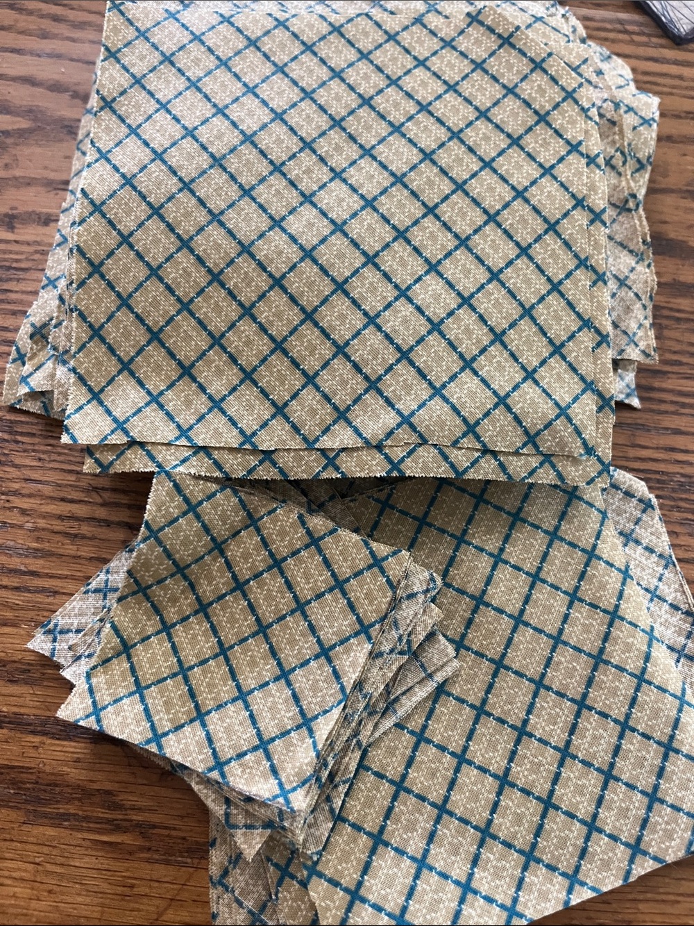 Cotton quilt vintage fabric patches Diamond Check Tan